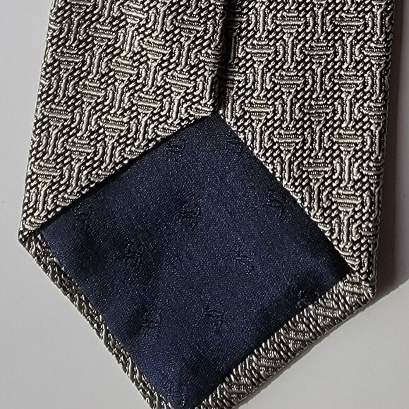 CHANEL Men's Vintage Tie 100% Silk Made in Italy Grey with black pattern - Picture 2 of 5